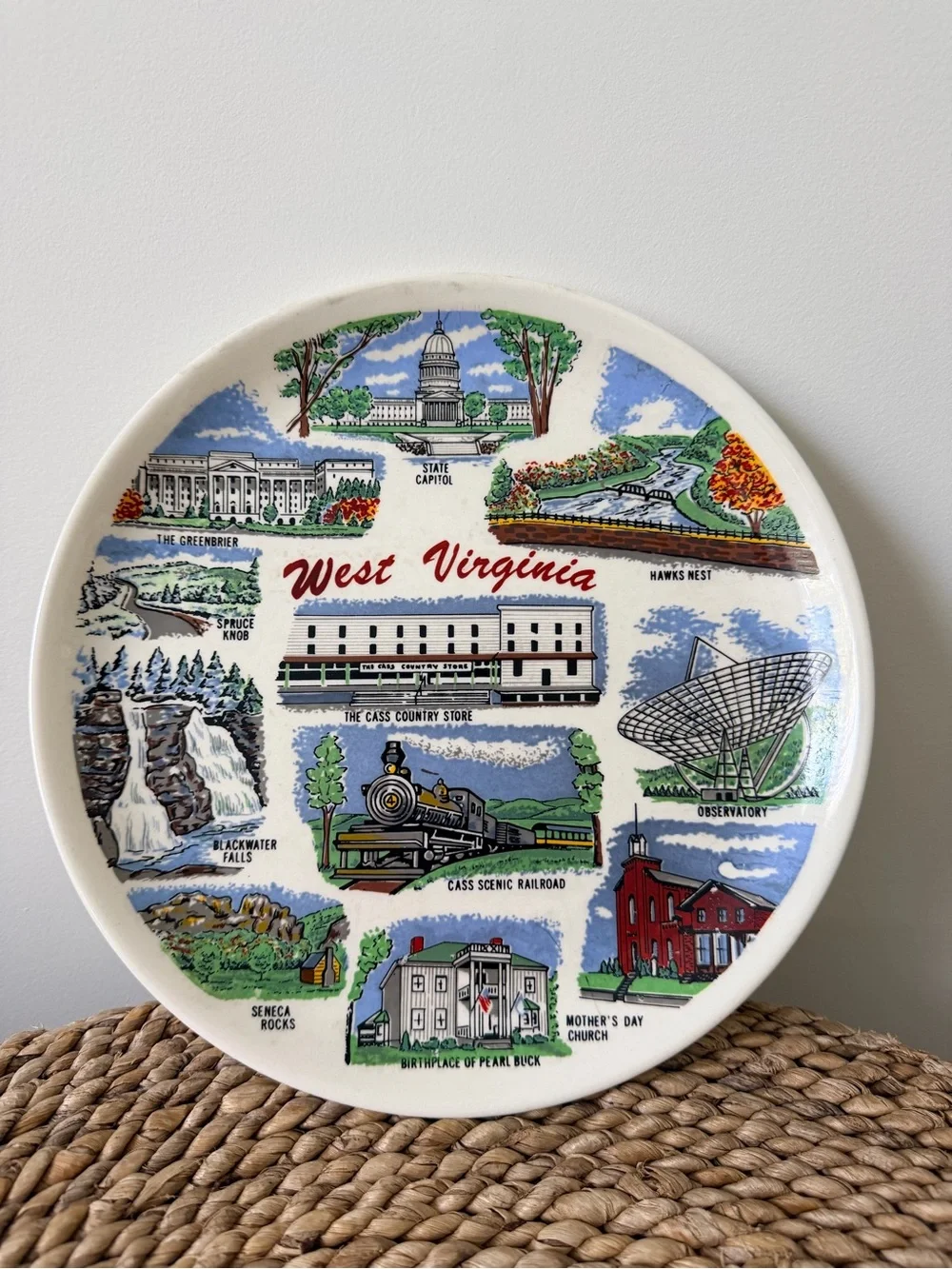 Vintage West Virginia Souvenir Decorative Plate